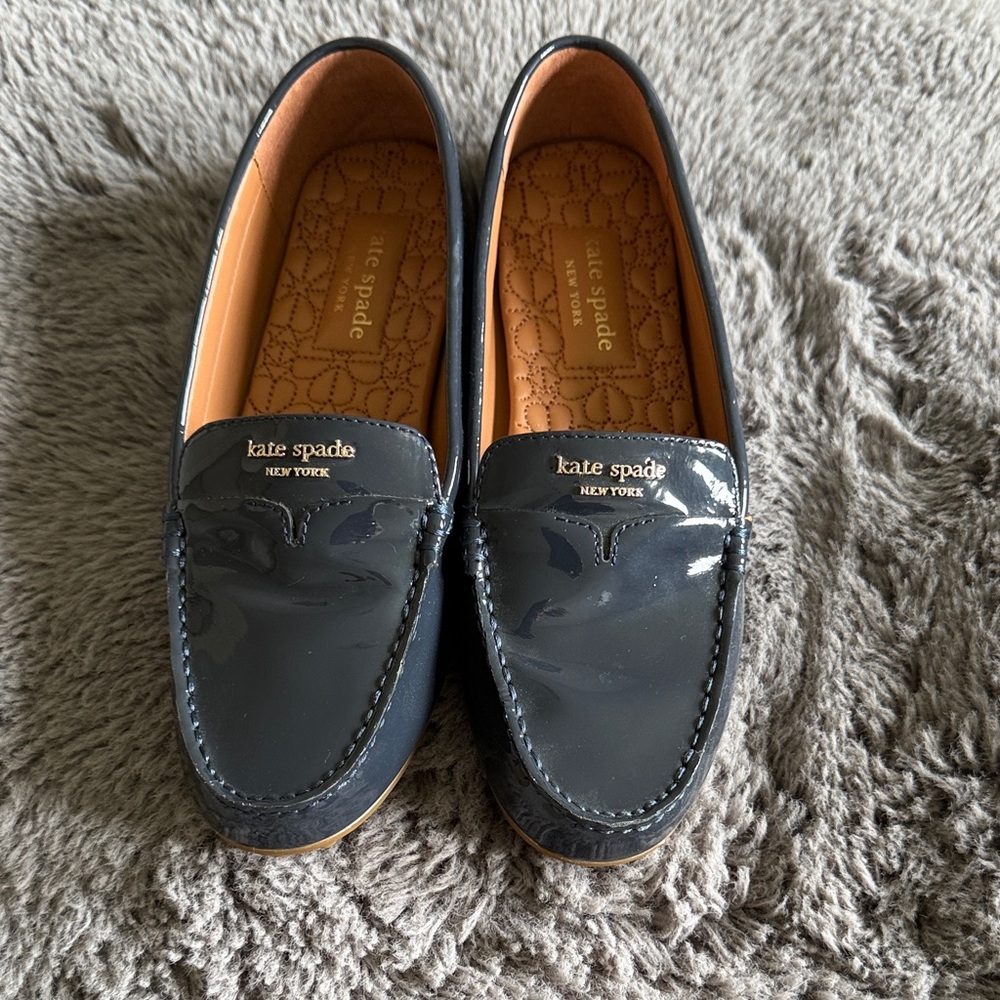 Kate Spade Women's Patent Leather Loafers in Navy